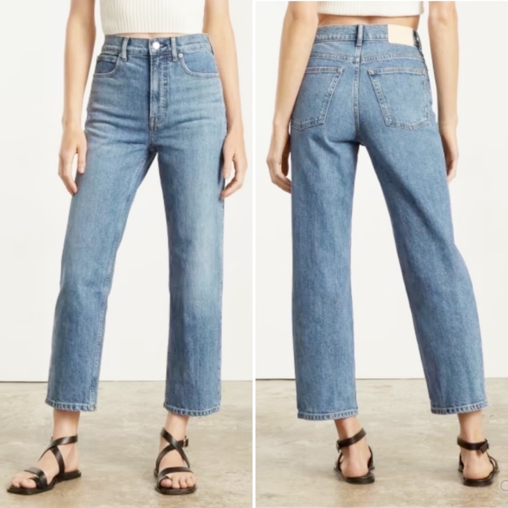 Everlane The Way High Jean 28 LONG tall straight leg light wash organic cotton